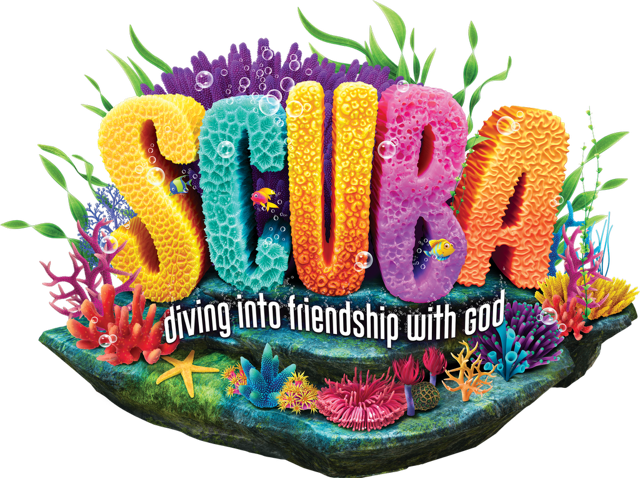 Scuba Logo with Colorful Coral
