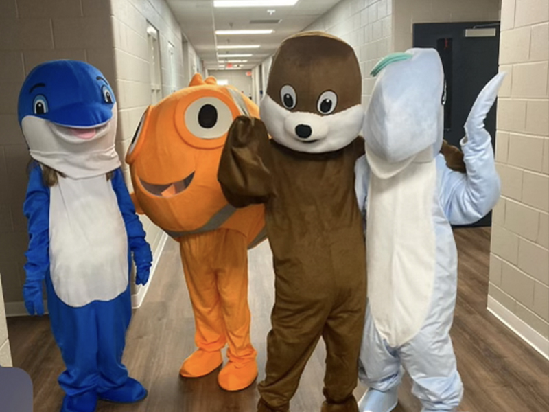 Mascot characters at Vacation Bible School