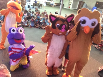 Mascot characters at Vacation Bible School